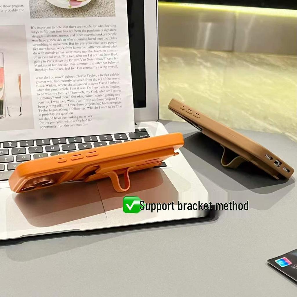 Multifunctional Minimalist Card Holder Stand for iPhone 16/17Promax - Drop-proof Protective Case Compatible with Apple