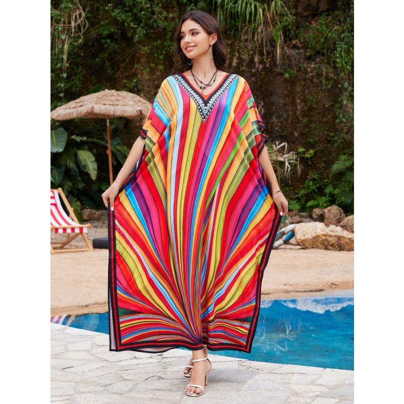 Plus Size Women's New Beach Blouse Print Loose Holiday Bikini Sunscreen Swimsuit Blouse