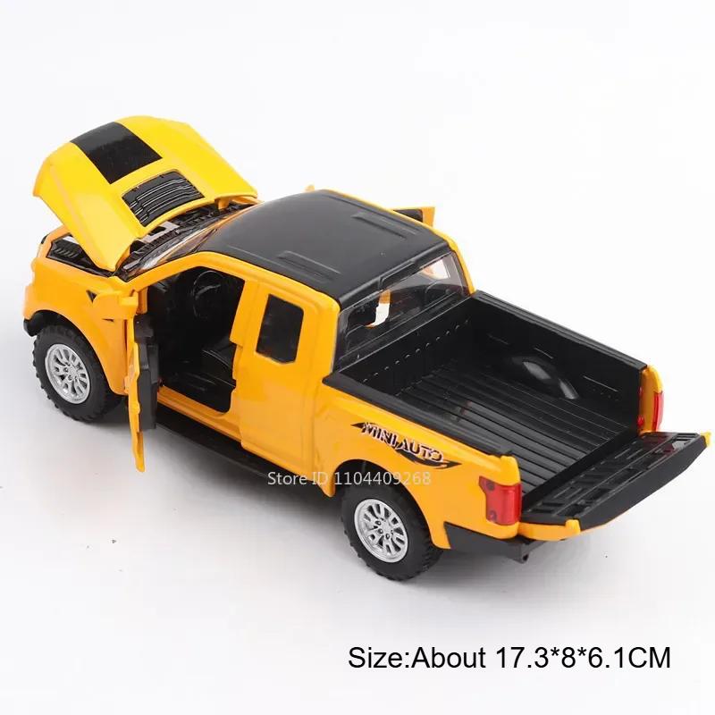 1:32 Mammoth Raptor F150 Alloy Model Car Toy Sound Light Diecast Metal Pull Back Off-road Pickup Models Collection Kids Gifts