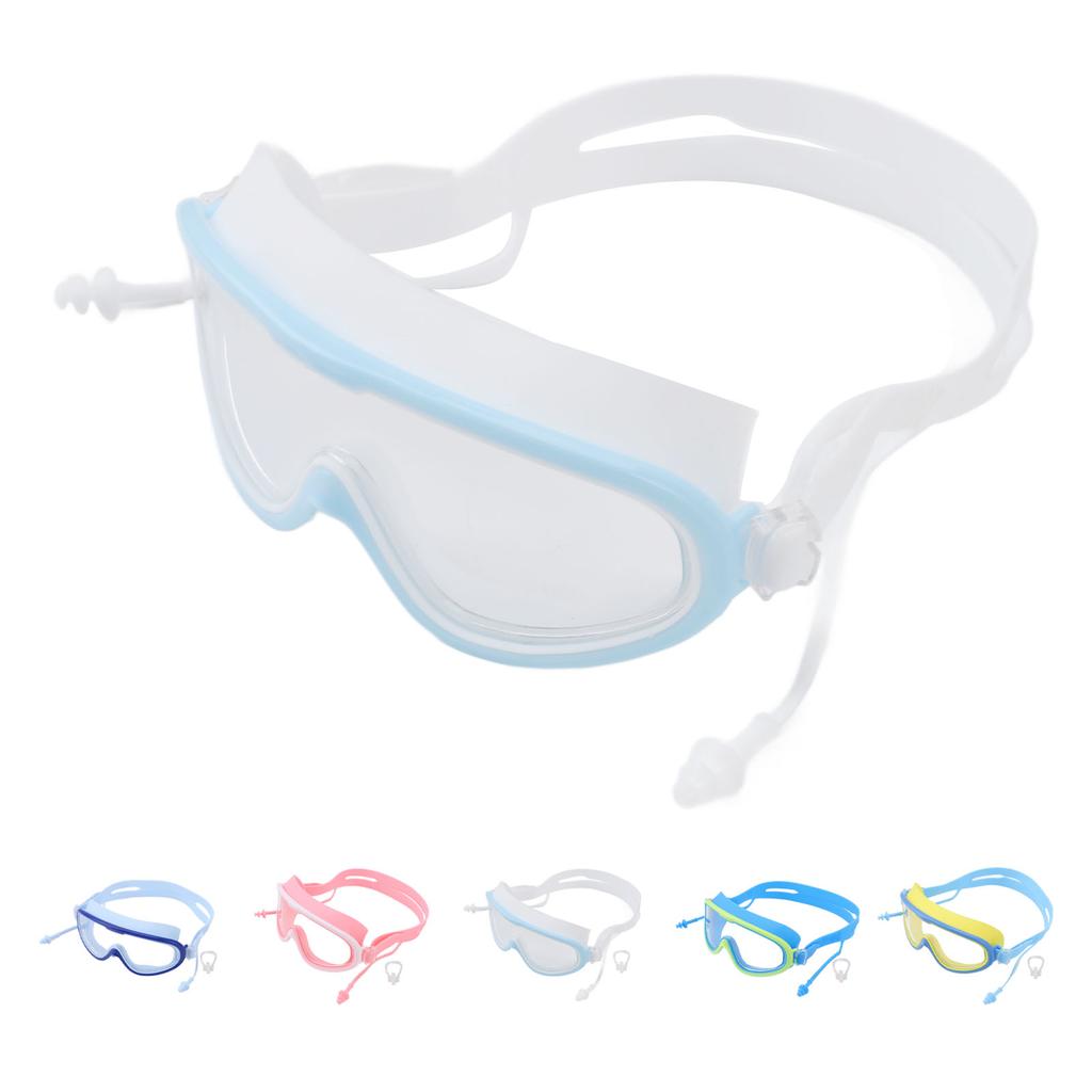 Kids Swimming Goggles Large Frame Waterproof Non Fog HD Swim Supplies with Nose Clip