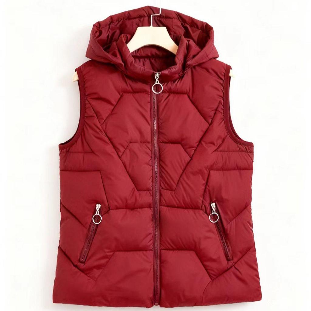 Herfst en winter dames effen kleur glanzende mode capuchon winddicht verdikte warme damesvestjas 5 kleuren
