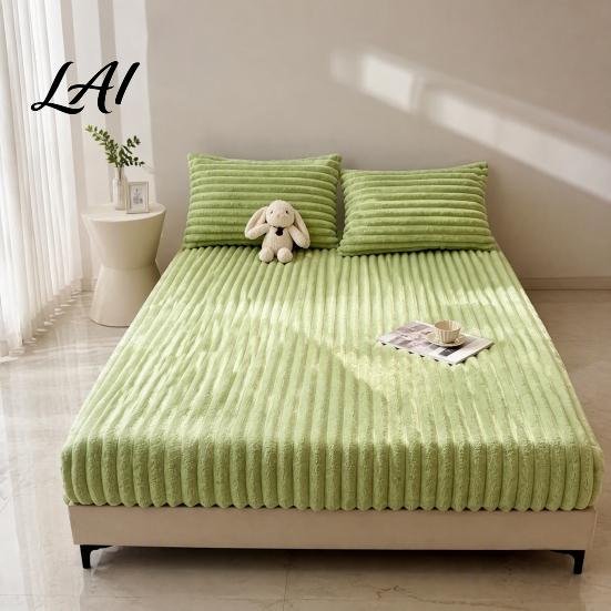 Plush Mattress Protector Velvet Fitted Sheet for Winter Warm Bottom Bed Deep Pocket with Pocket All-Around Elastic Fluffy Cover