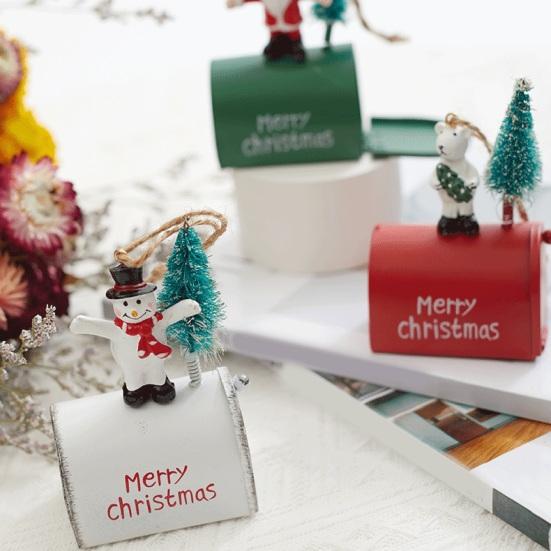 Christmas Pendant Creative Wrought Iron Mailbox Hanging Ornament Festive Christmas Tree Pendant for Home Decoration