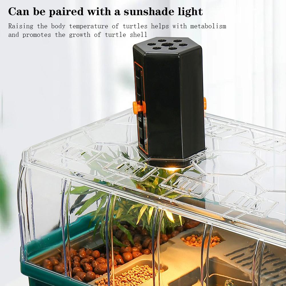 Turtle Tank Starter Kit Turtle Tank With Basking Platform Drain Detachable Transparent Fence Rain Shower Head For Turtles Crabs