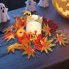 Maples Leaves Candle Wreath Fall Wreath for Window Farmhouse Thanksgiving Day