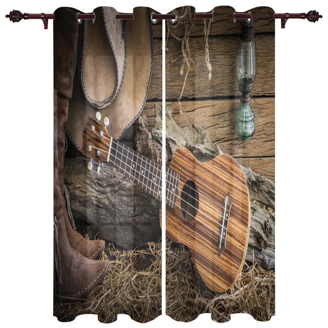 Gitara elektryczna Woda Ogień Zasłony Okna do Salonu Sypialnia Luksusowe Wystrój Domu Zasłony Valance do Kuchni