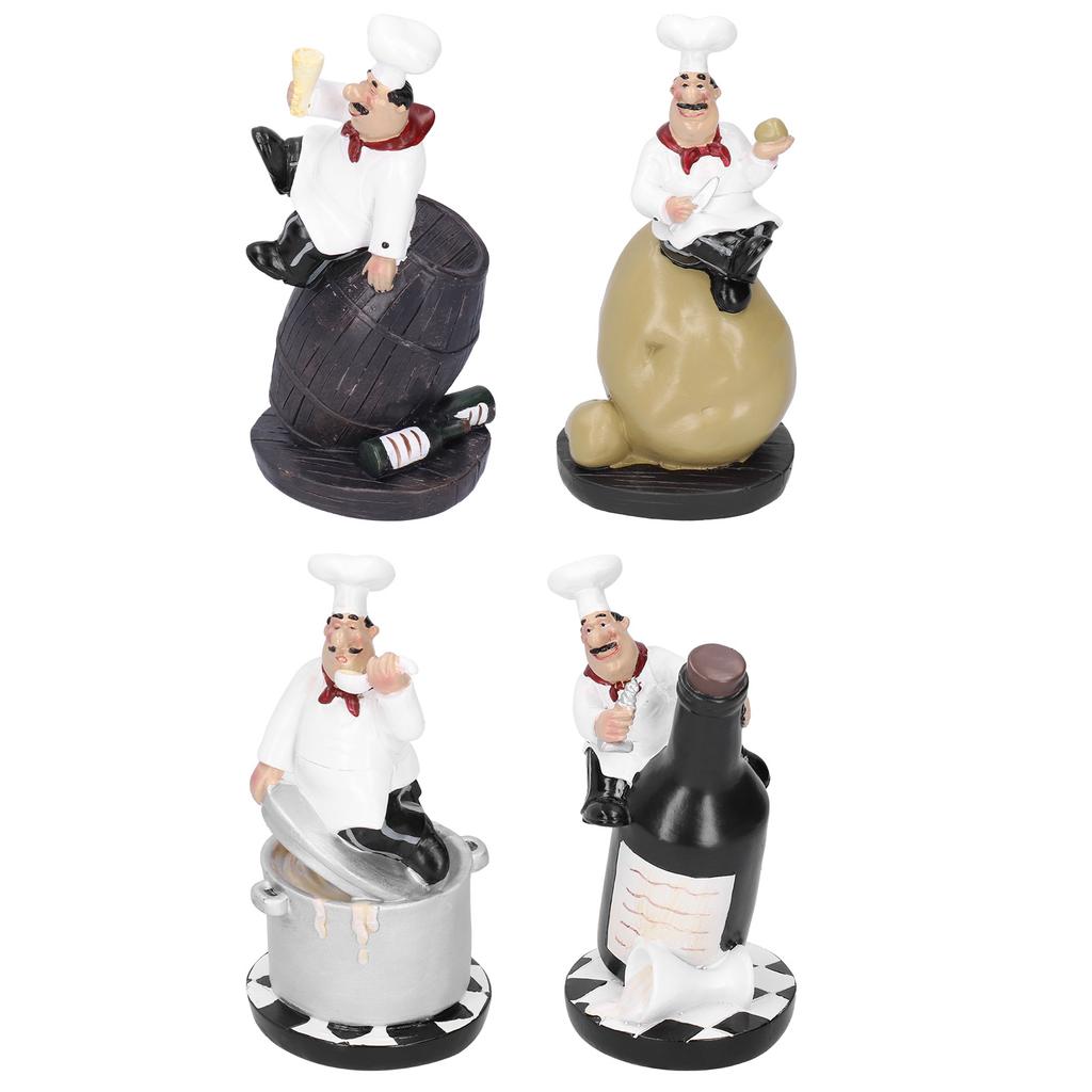 Model Chef Statue Figurines Set Kitchen Decor with Potatoes Resin Ornaments Collectible Gift