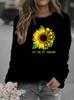 Sunflower Print Round Neck Women's Hoodie