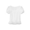 Interpret Beauty Sommer 2025 Süße Spitze Schlankmachendes T-Shirt mit eckigem Ausschnitt und kurzen Ärmeln S5012