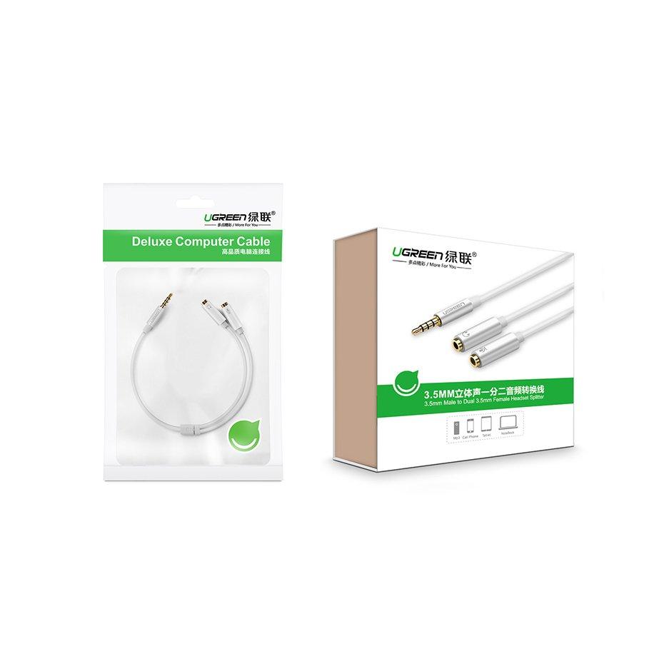 Headphone Splitter Adapter Mini Jack 3.5mm Aux Microphone Silver