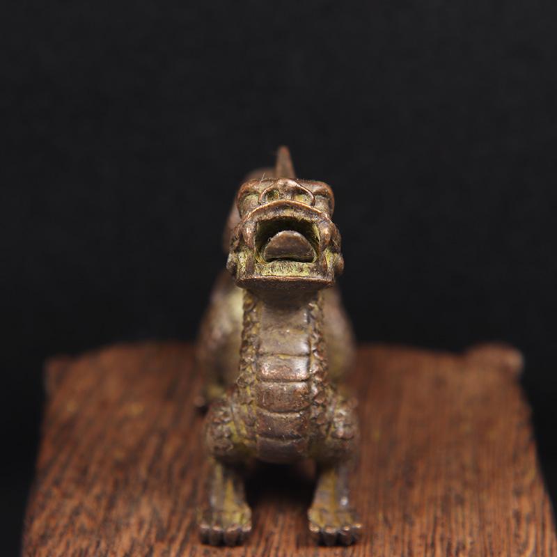 Antique Copper Beast Small Statue Desktop Ornaments Mythical Animal Figurines Miniatures Living Room Home Decoration Crafts Gift