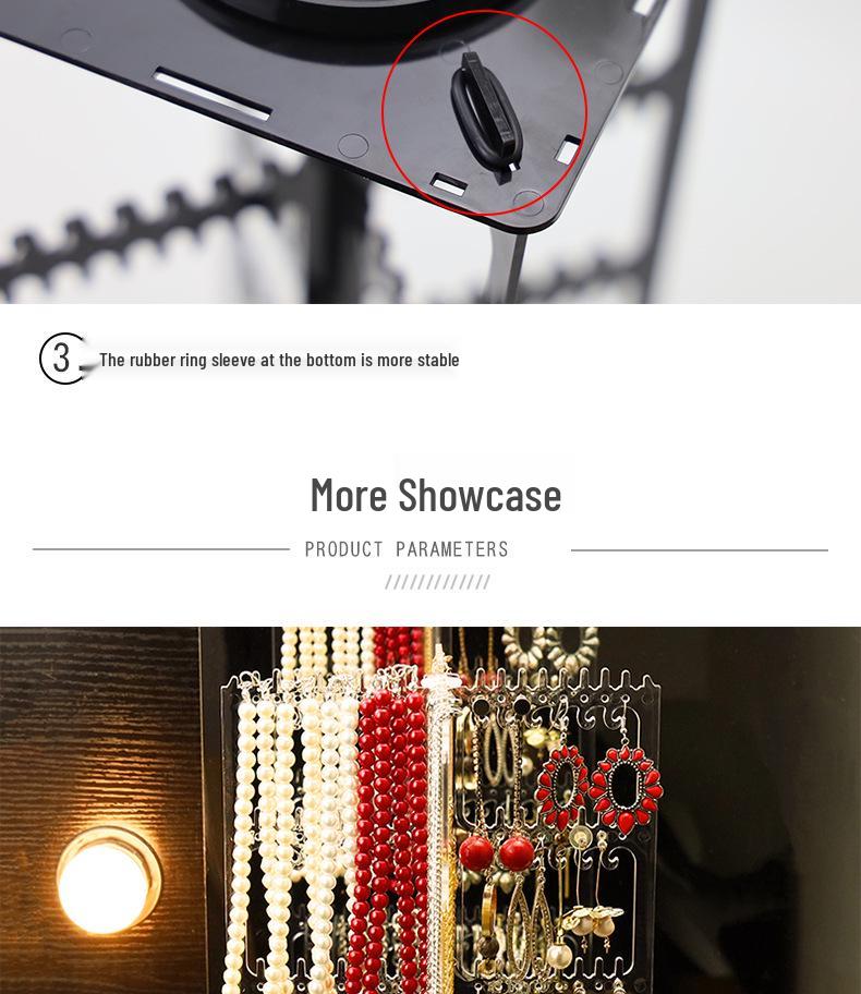 Rotating Earring & Necklace Display Rack with Dustproof Large Capacity