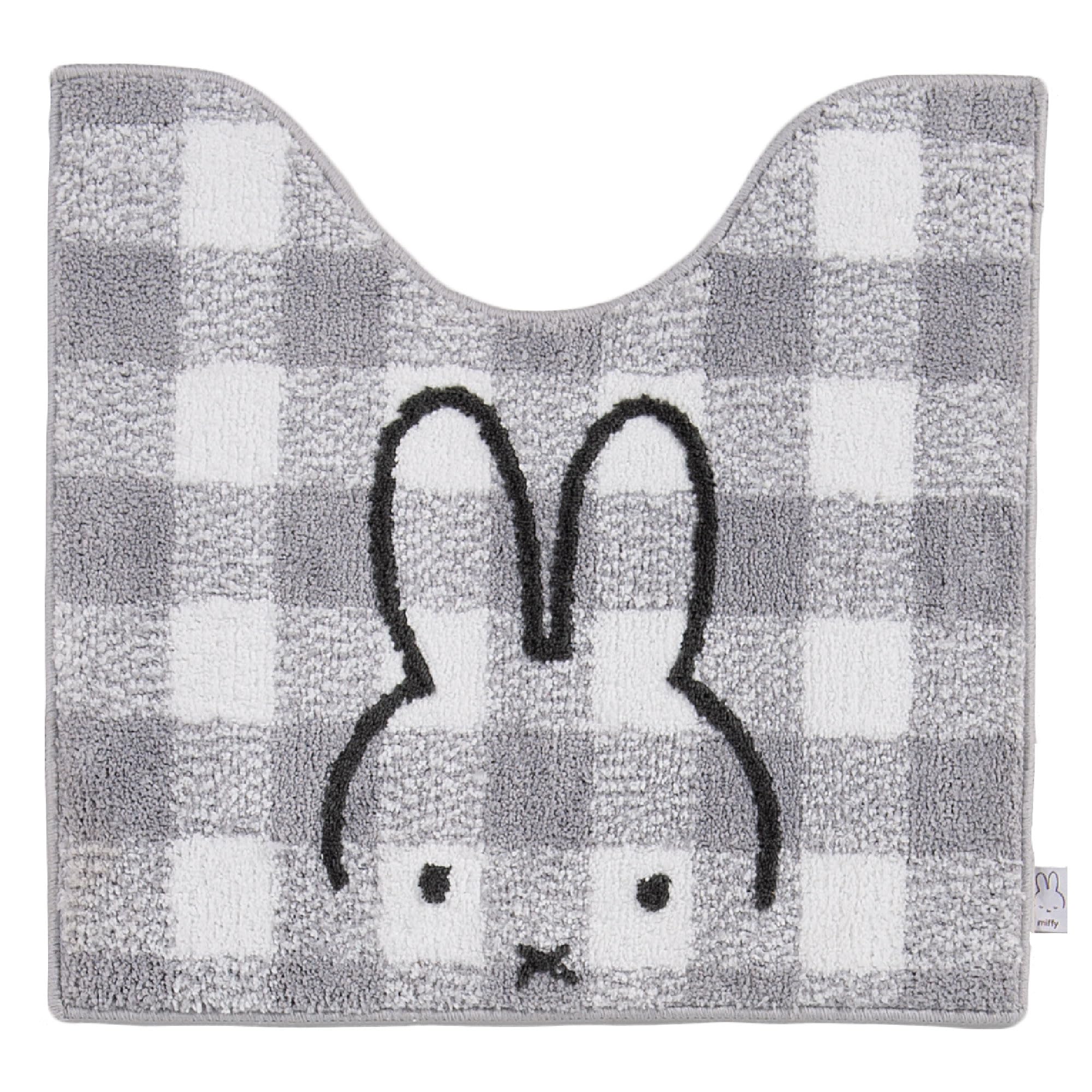 

Senko Miffy Check Line Toilet Mat, Approx. 58 x 60 cm, Gray, Character Animal, Miffy 66983