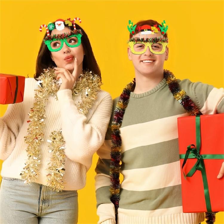 Christmas Glitters Parties Eyeglasses Frames Funny Eyeglasses Lovely Pattern for Party Make Up