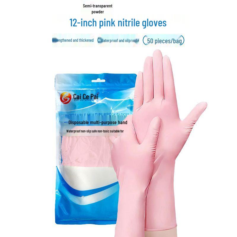 Extended Thick Waterproof Nitrile Disposable Gloves for Dishwashing and Catering