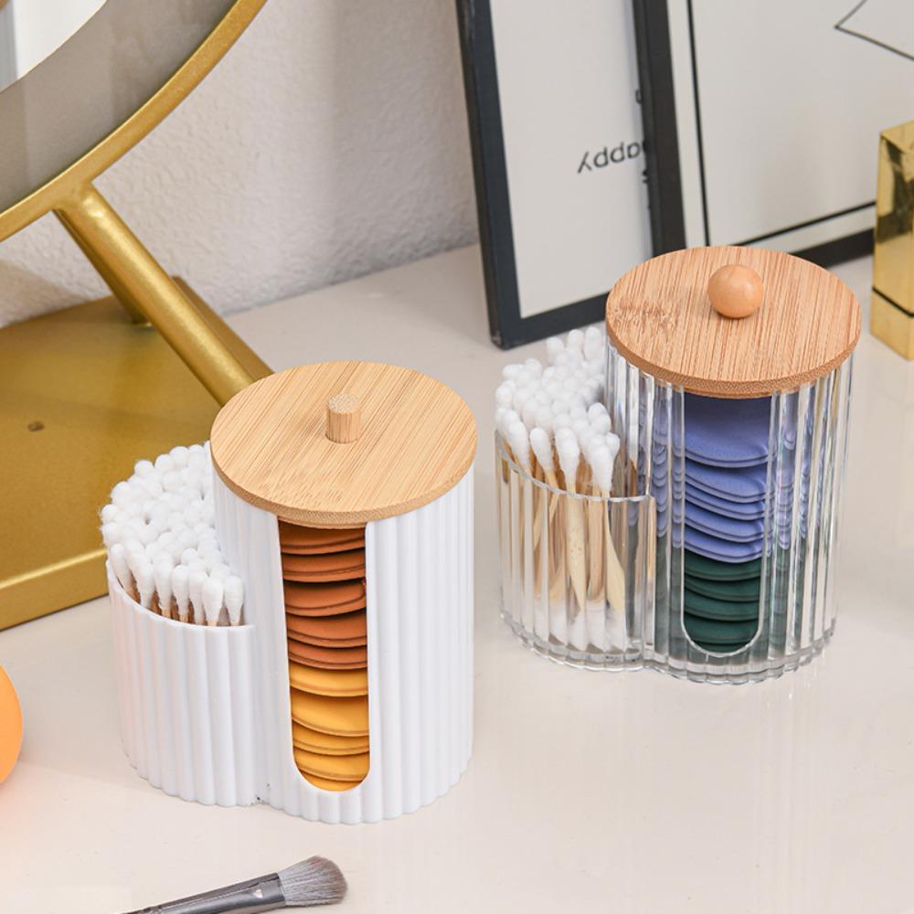 2-in-1 Makeup Pad Organizer Dustproof Floss Picks Holder for Vanity Countertop