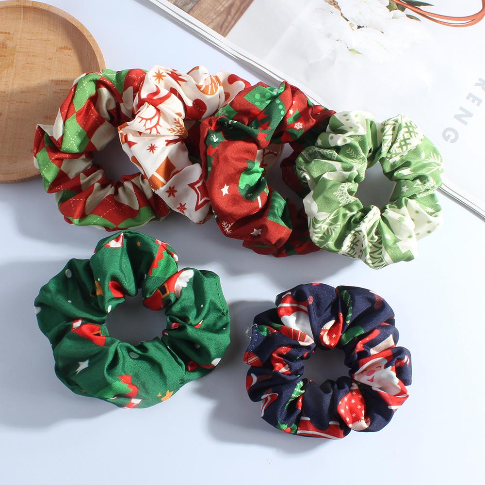 New Christmas Scrunchie Hair Tie Fabric Hair Tie for Women Elastic Band Hair Accessory