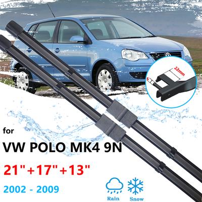 3x For VW Volkswagen Polo Vivo Mk4 9N 2002~2009 Front Rear Window Wiper Blades Set Kit Brushes Washers Cleaning Car