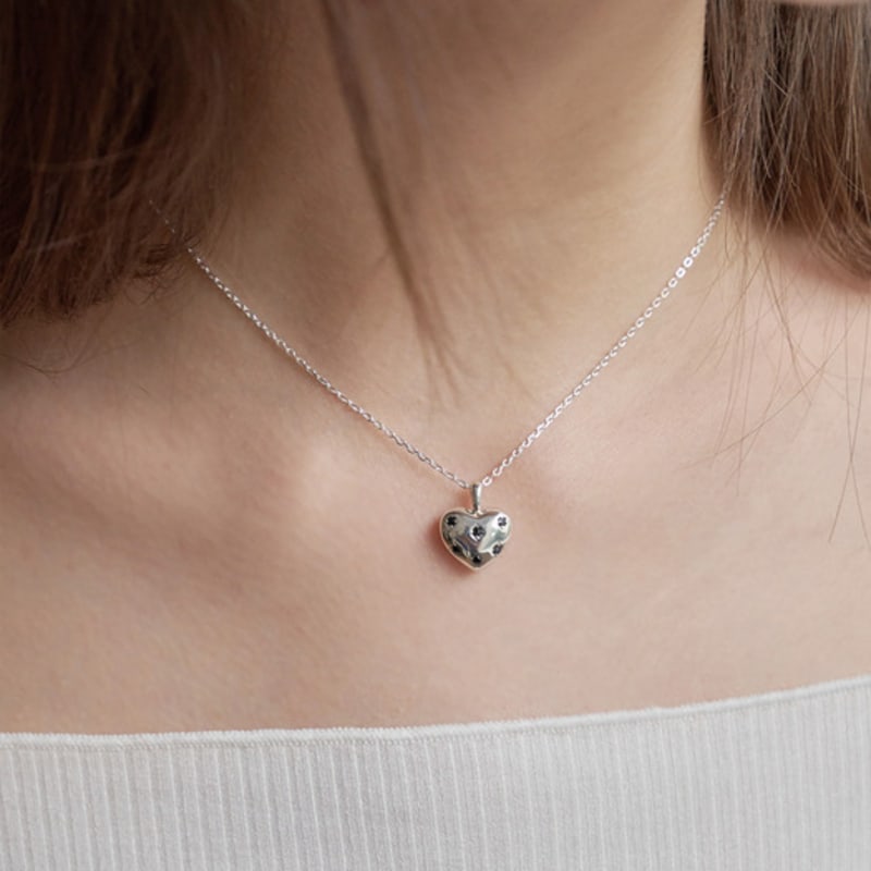 OVT-U [925 Silver] Vintage Heart Pendant Necklace