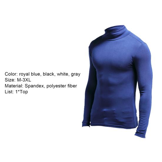 Camiseta Base para Hombre Color Sólido Cuello Alto Casual Alta Elasticidad Manga Larga Top de Otoño para Ropa Interior