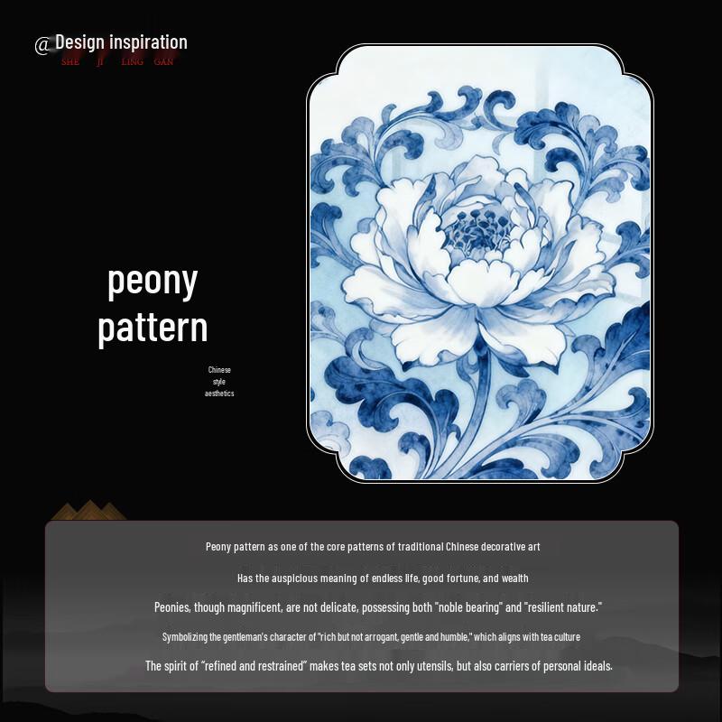 Qixuanyuan Mutton Fat Jade Blue & White Peony Xishi Teapot