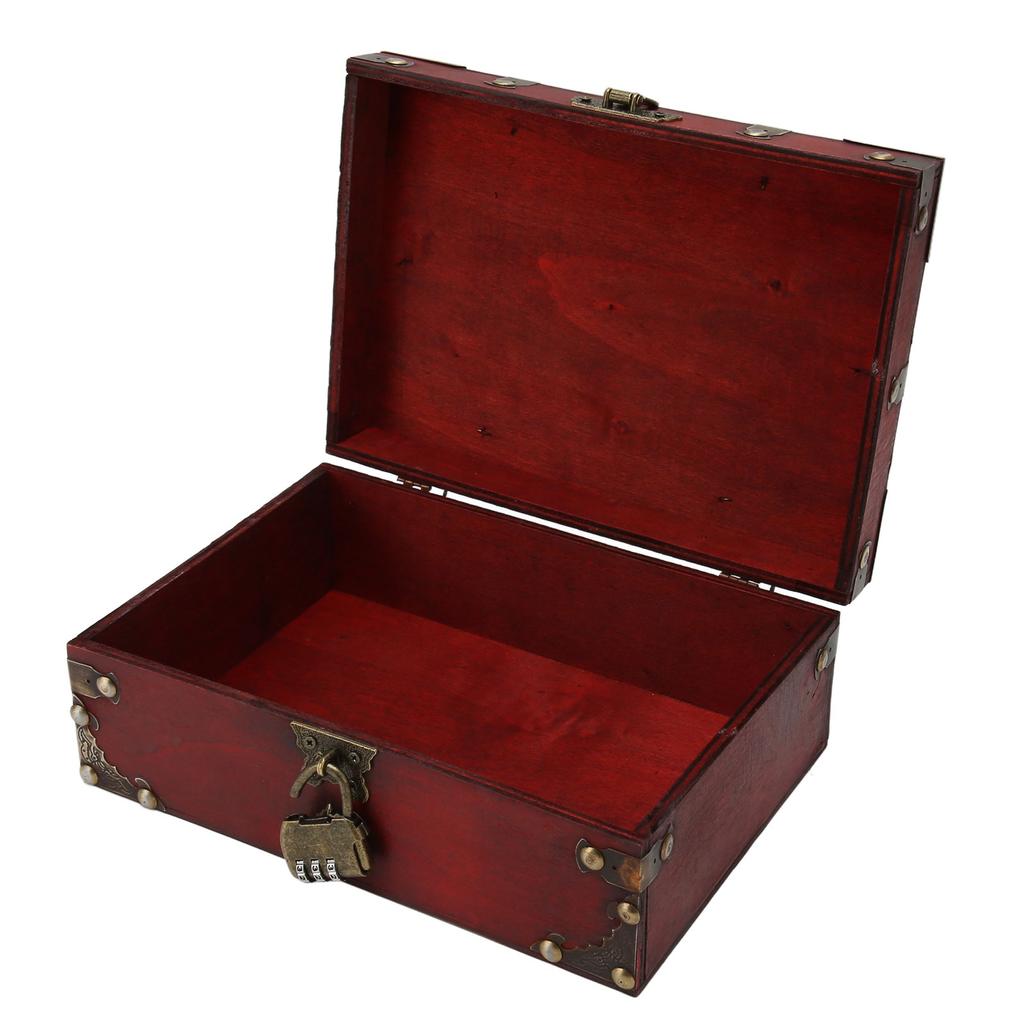 Wooden Jewelry Box Retro Large Capacity Durable Wood Multi Purpose Large Jewelry Box with Lock for Family Office