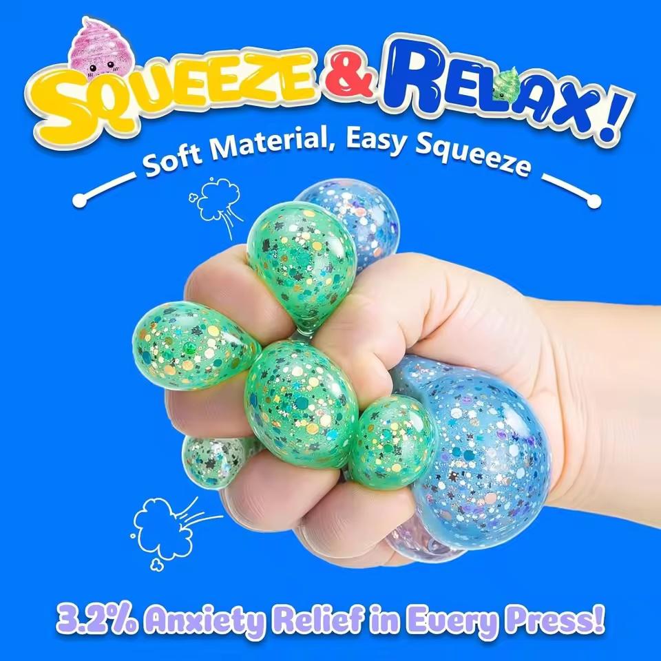 Novelty Squishy Poo Stress Ball Squishies Toys Glitter Funny Stretch Squeeze Fidget Toys For Adults Fool'S Day Prank Gift