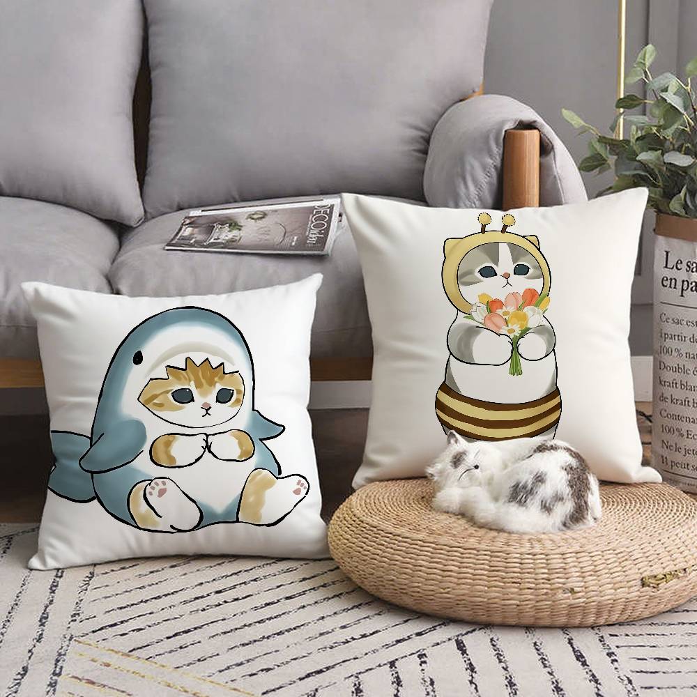 Hand Drawn Cute Cat Pillow Case Home Decor Throw For Sofa Bed Car Room Decor Gift Idea
