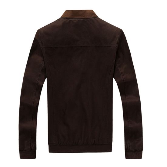 Autumn Men Jacket Color Block Stand Collar Single Breasted Slim Fit Ribbed Cuff Coat Streetwear