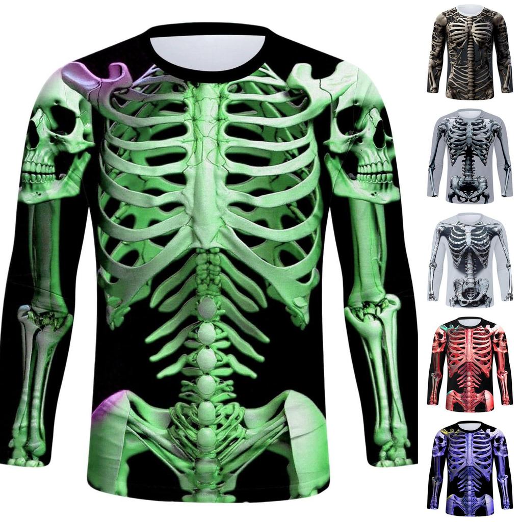 Men's Halloween Long Sleeve Neck T-Shirt for Costume Party