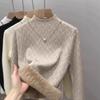 Semi-turtleneck fleece thickened integrated fleece sweater women's autumn and winter new inner bottoming shirt thermal top