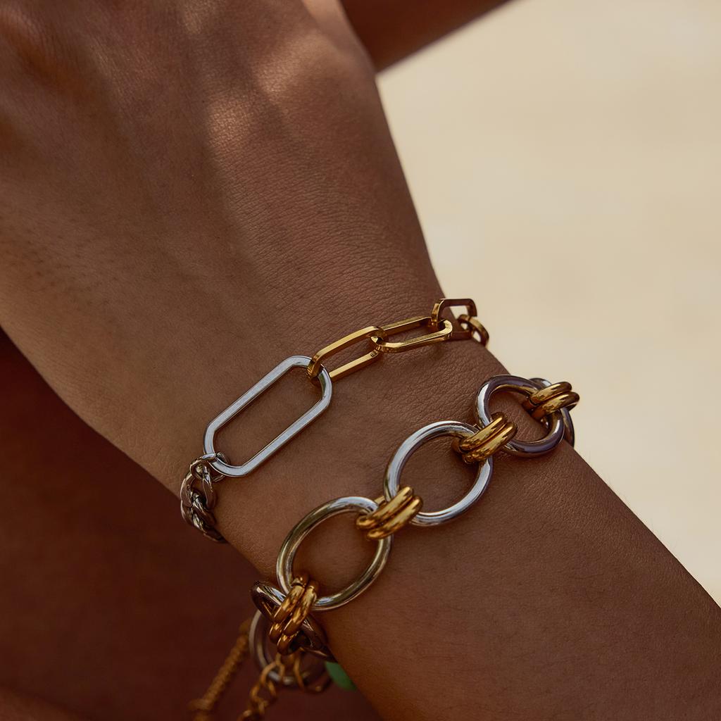 Youthway Unisex Stainless Steel Chain Bracelet Waterproof Jewelry Accessories Gold&Silver Color Minimalist Wide Chain Bracelet