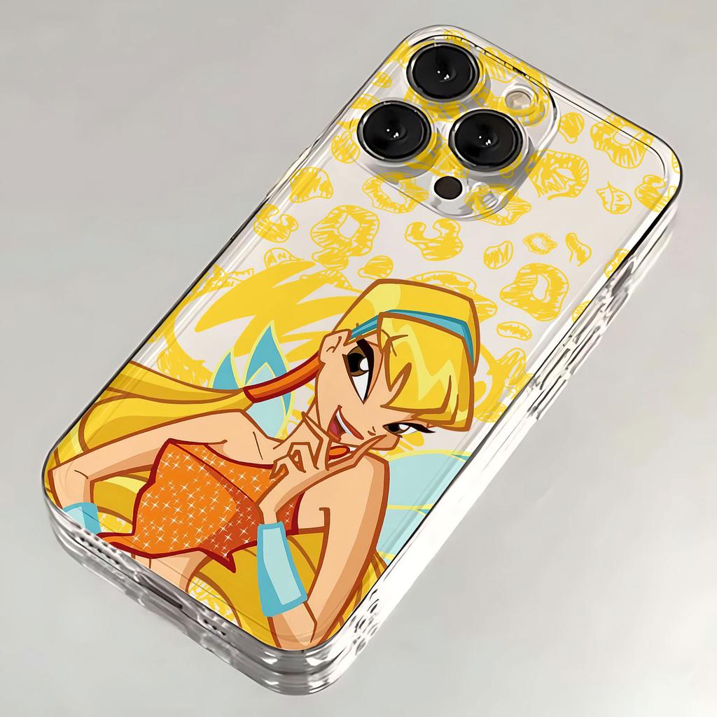 Modische und hübsche Winxs Clubs Handyhülle für iPhone 17, 16e, 16, 15, 14, 13, 12, 11, Mini, Pro Max, X, XR, XS Max, 8 Plus – Transparente Rückseite