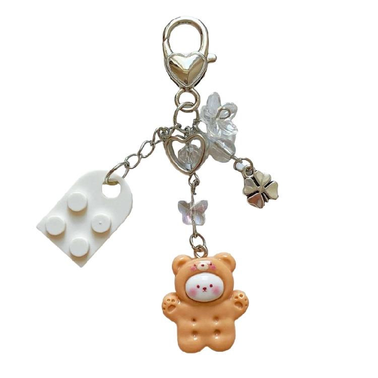 Unique Brick Designs Heart Keychain Stylish Animal Heart Shaped Keychains with Toy Bricks Accessories For Couples