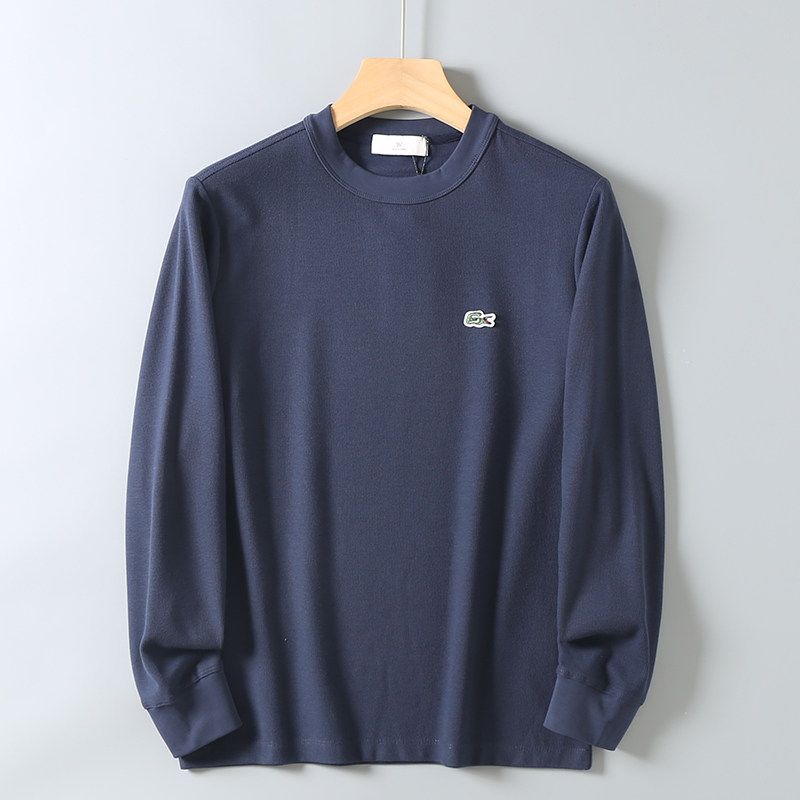 Waffle Texture Skin-Friendly Stretchy Export Surplus Autumn Men's Casual Versatile Long-Sleeve T-Shirt Round Neck Base Shirt