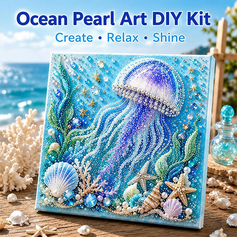 Ocean Theme Pearl Art Diy Kit Octopus Diy Pearl Painting Kit Ocean Diamond Art For Adults Beginners Ling Coastal Wall Decor