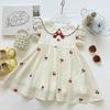 Sommer Mädchen Kirschstickerei Puppenkragen Prinzessinnenkleid Süß Niedlich Stilvoll Baumwolle Partykleid für Kinder