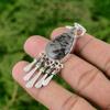 Pear Natural Black Rutilated Quartz Sister Pendant Jewelry 925 Sterling Silver