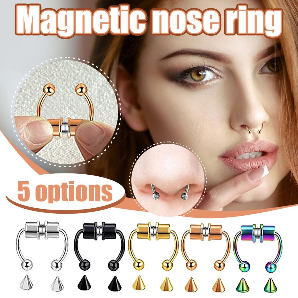 Magnetic False Nose Ring Titanium Steel Non-Perforated Nose Ring Nose Jewelry