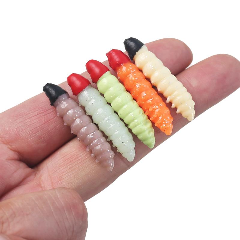 12Pcs Floating Worm Lures 1.1G/38Mm Trout Fishing Soft Lure Shrimp-Scented Bait Artificial Silicone Trout Plastic Baits