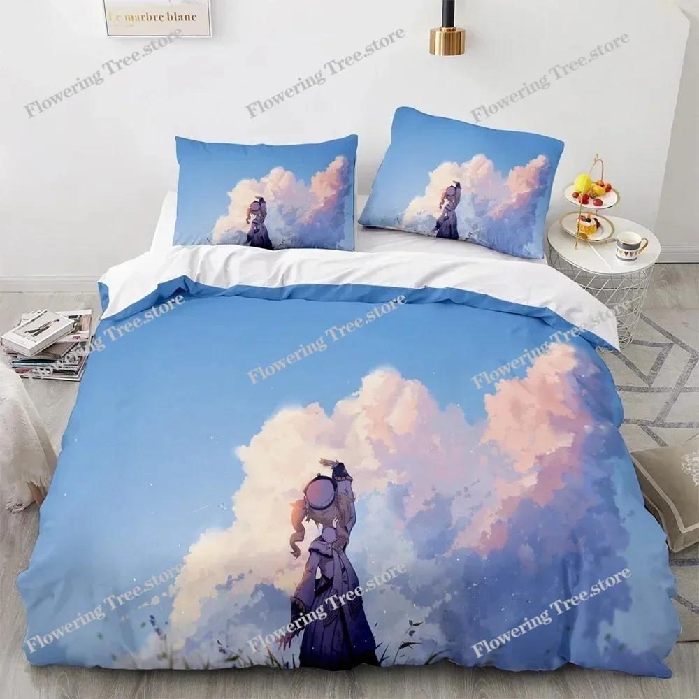 Genshin Impact Bedding Set Anime Game Kids Duvet Cover Sets Comfortable Bedspreads Queen King Size Bedroom Decor