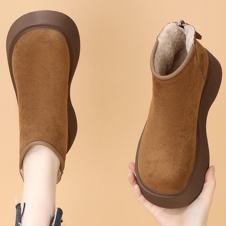 

Fur integrated snow boots women s winter thick soles increase after zipper fleece thermal boots Bo short boots 40 жовтий