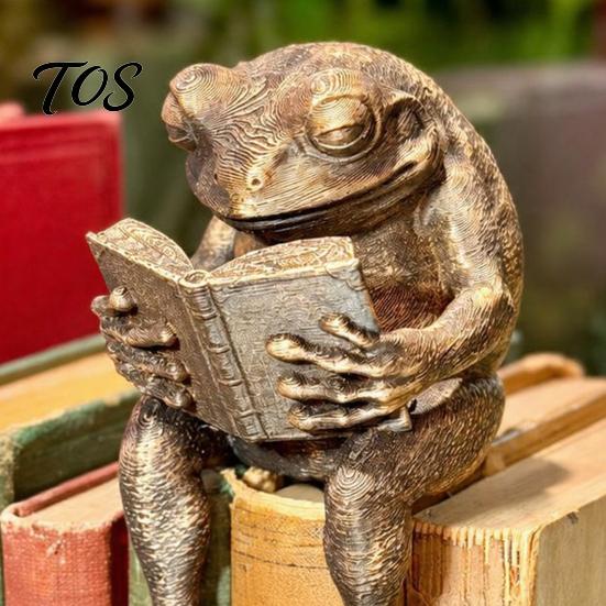Literarischer Stil Raumdekoration Lese-Frosch Figur, Buchstützen für Bücherregal Dekoration, Harz Ornament Exquisites Geburtstagsgeschenk Freunde Zuhause Büro Arbeitszimmer