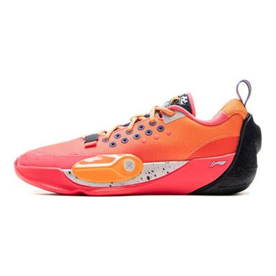 Li Ning Wade All City Comfortable Sports Non-Slip Wear-Resistant Low-Top Kids Basketball Shoes Men Basketball Shoes Red Orange YKBV010-9