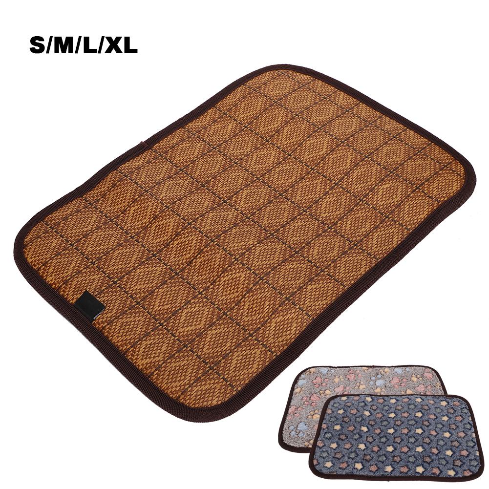 

Summer Dog Mat DoubleSided Pet Cooling Cushion Soft Breathable Cat Sleeping Bed(Coffee Color Footprint L)