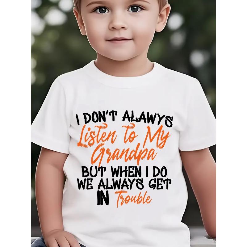 European Size Boys Round-neck Short-sleeved T-shirt with Unique English Patterns
