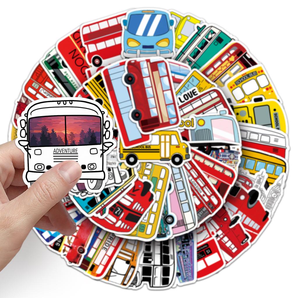 50 Bus Doodle Personality Cartoon Children's Goo Card DIY Skateboard Water Cup Notebook Suitcase Sticker Waterproof