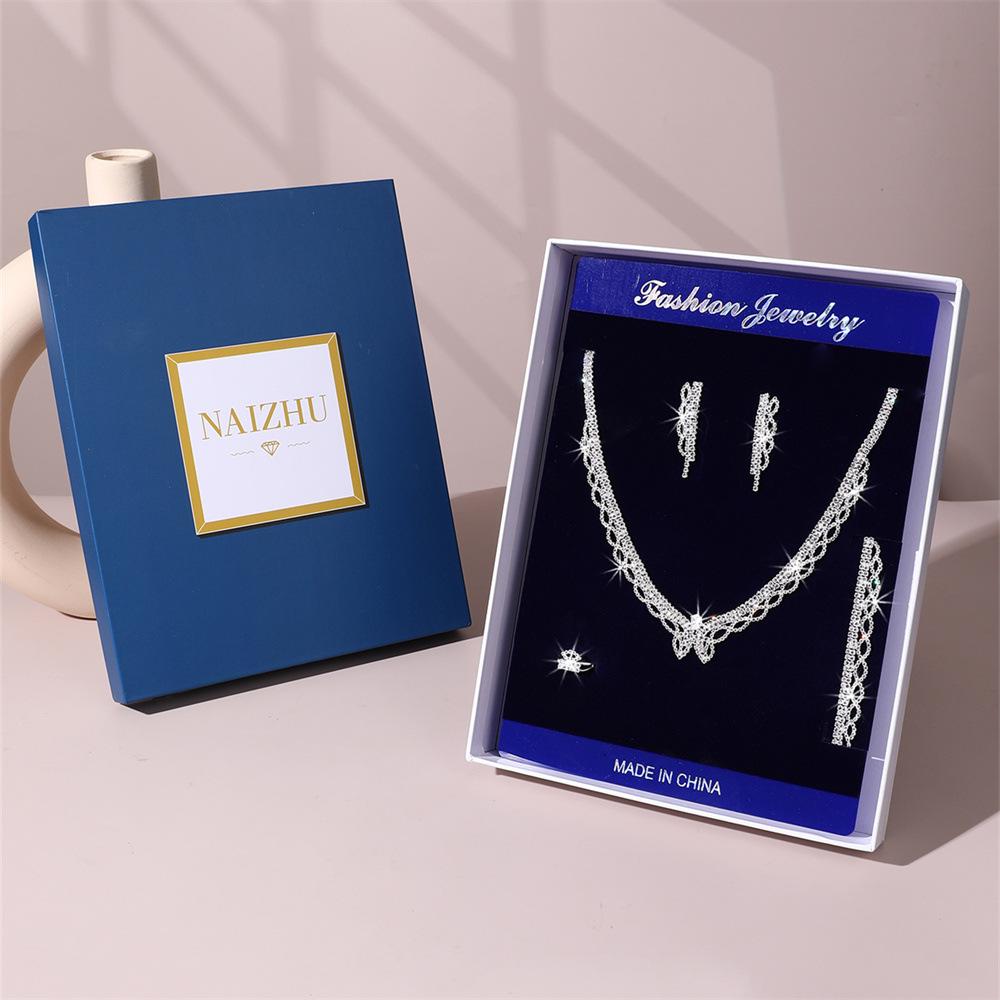 Luxurious Party Set: Shimmering Zircon Jewelry Collection