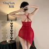 Sex Lingerie Red Sexy Uniform Free Temptation Hip Skirt Suspender Nightgown Bed Teasing Uniform Pure Desire Outfit