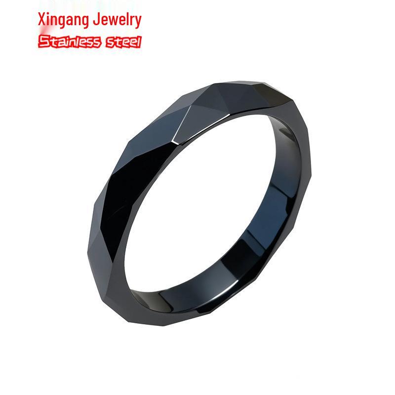 Unisex Black Hematite Magnetic Energy Rhombus Ring
